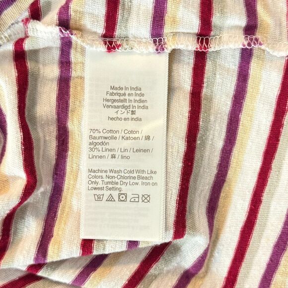 MADEWELL Boxy Muscle Tee in Stripe S White Multicolor Top Linen Blend NWT B71 - Picture 6 of 6
